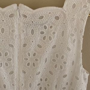8 Petite dress, never worn, white islet shell over lined cotton.  Well made.